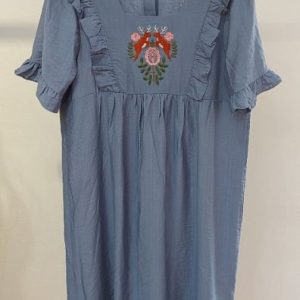 Vintage Summer Floral Embroidery Hippie Dress for Beach Day Party