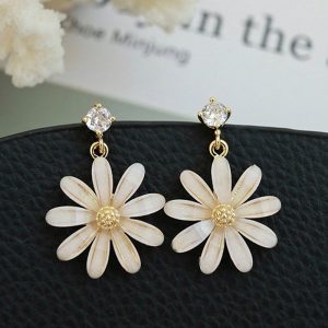 Exquisite Crystal Daisy Sunflower Earrings For Wedding Party Gift