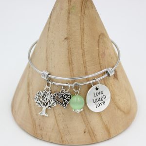 Positive Inspiration Hippie Quote Stainless Steel Wire Bangle Bracelet Charm