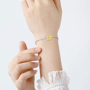 Sterling Silver Sunflower Bracelet Best Gift For Women
